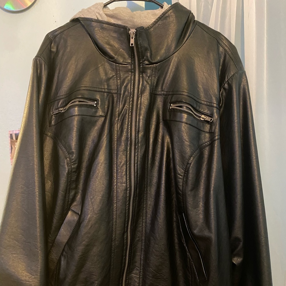 Torrid Faux Leather Bomber w/ Hood